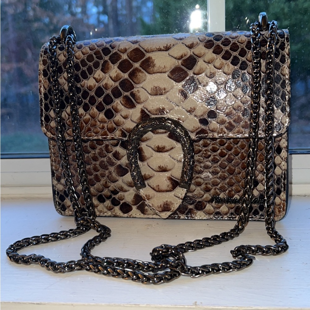 💫💫🛍️🛍️🔥 Beautiful Marina Galanti brown & gray reptile leather cross-body.